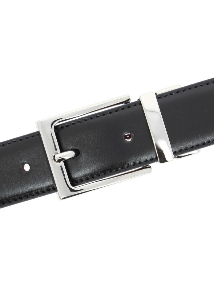 CEINTURE ÉTROITE THE NINES REVERSIBLE NOIRE ET BORDEAUX