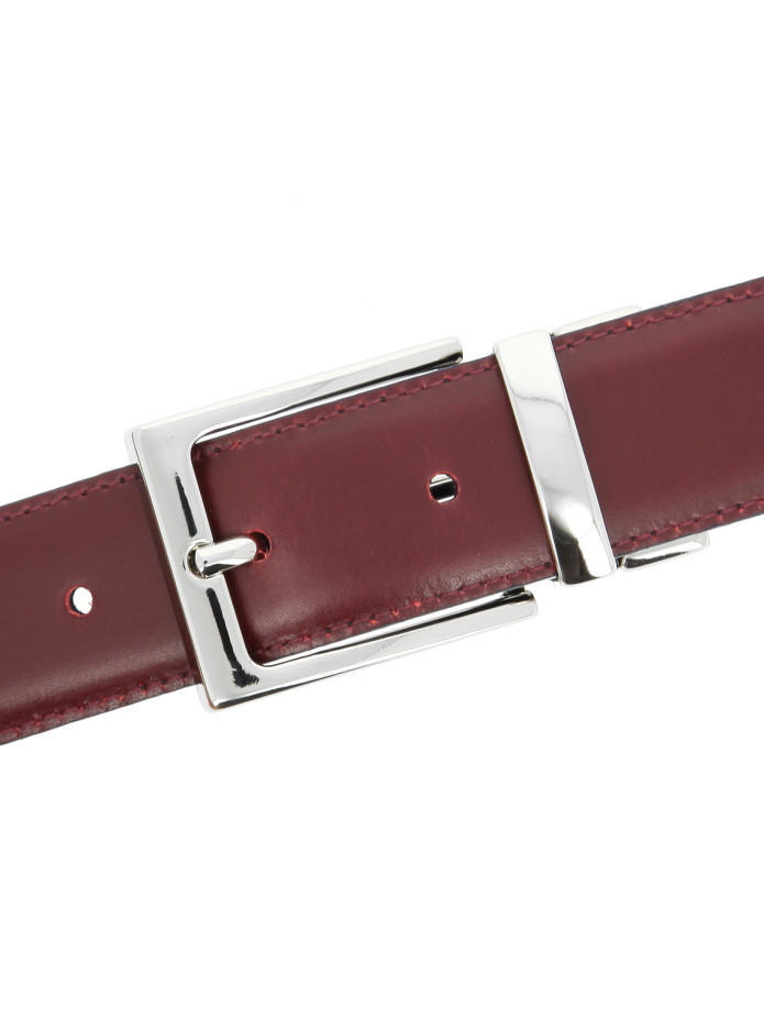 CEINTURE ÉTROITE THE NINES REVERSIBLE NOIRE ET BORDEAUX