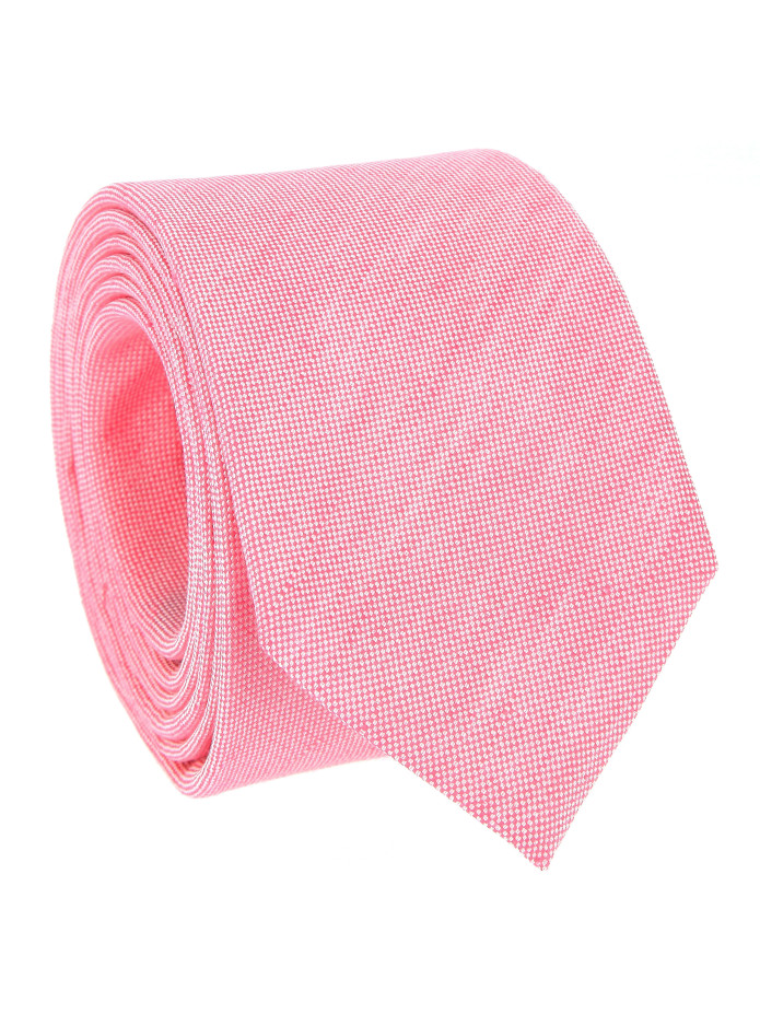Cravatta rosa pastello in seta e lino intrecciati - Bergamo