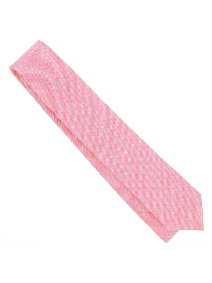 Cravatta rosa pastello in seta e lino intrecciati - Bergamo