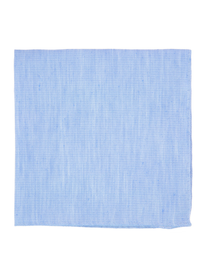 Pochette da taschino blu cielo in seta e lino intrecciati - Bergamo