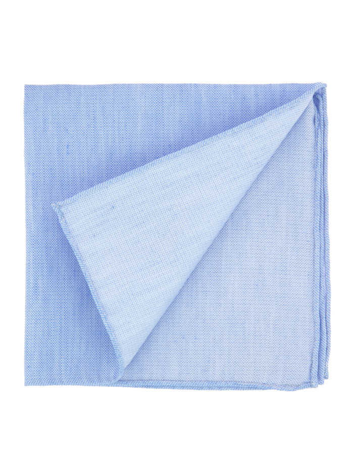 Pochette da taschino azzurra in seta e lino intrecciati - Bergamo
