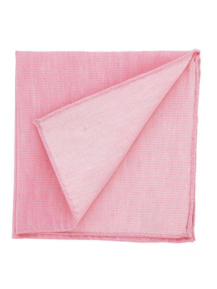 Pochette da taschino rosa pastello in seta e lino intrecciati - Bergamo