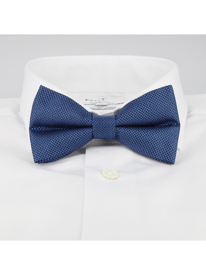 Nœud Papillon faux-uni bleu acier en soie