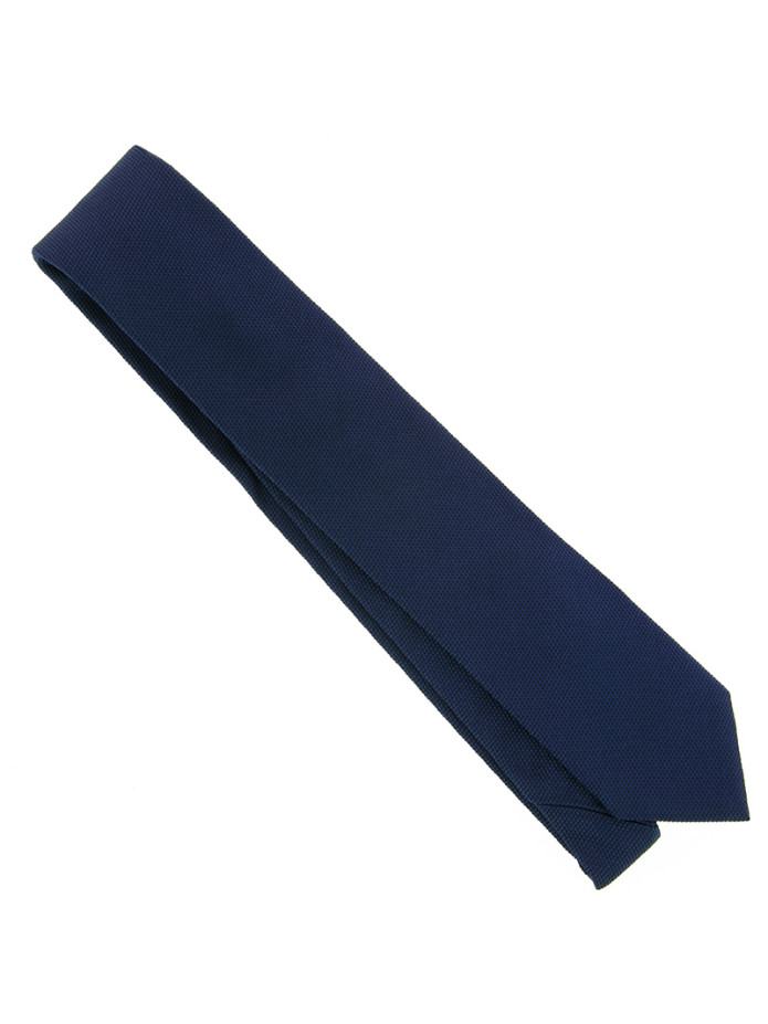 Cravatta blu navy in seta intrecciata - Saint-Honoré
