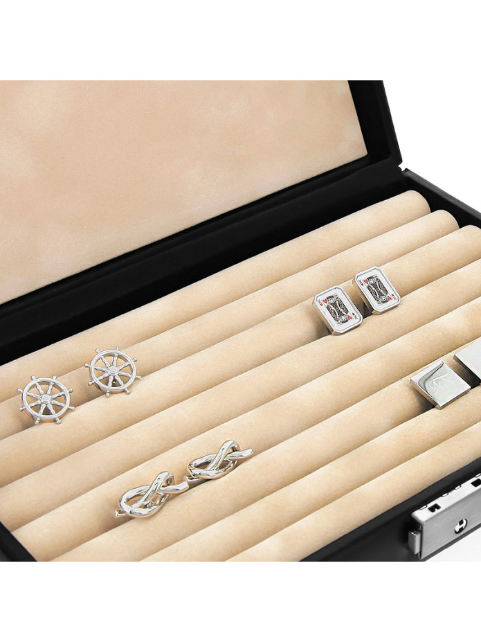 Coffret boutons de manchette en simili cuir