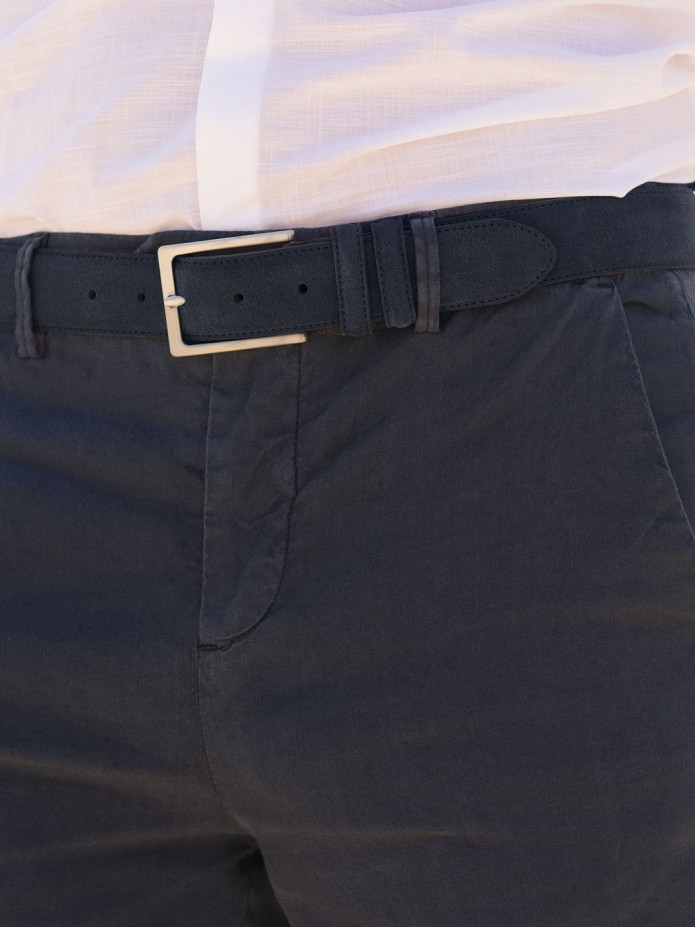 Cintura blu navy in pelle scamosciata - Lino