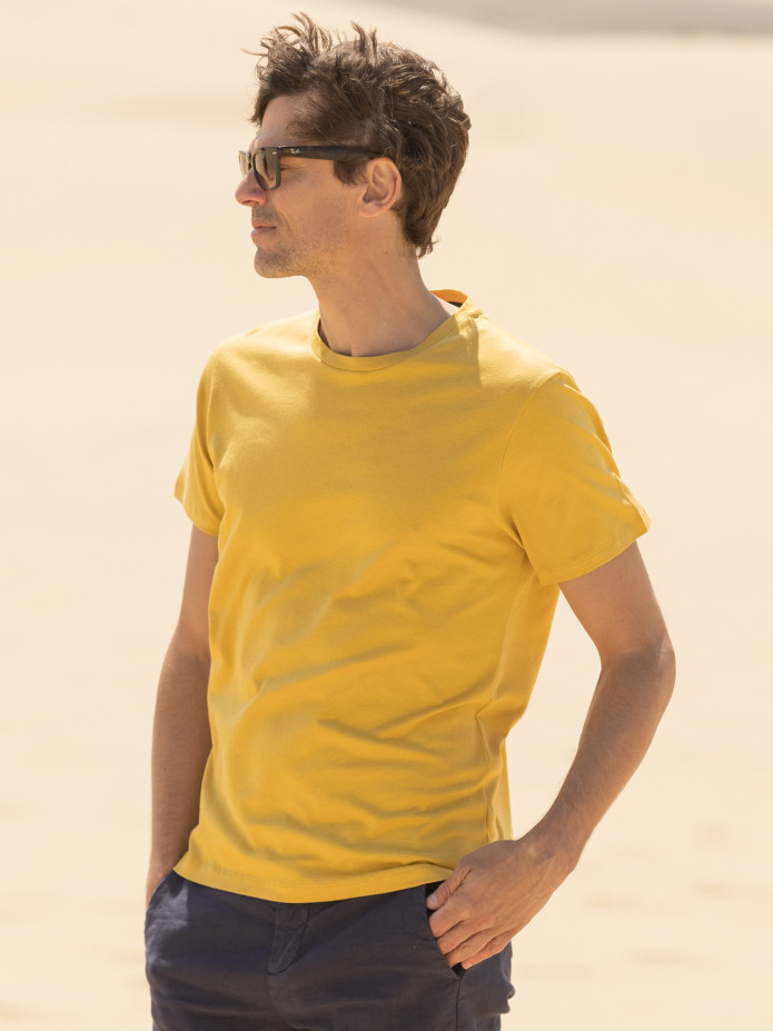 T-shirt en lin et coton bio Jaune