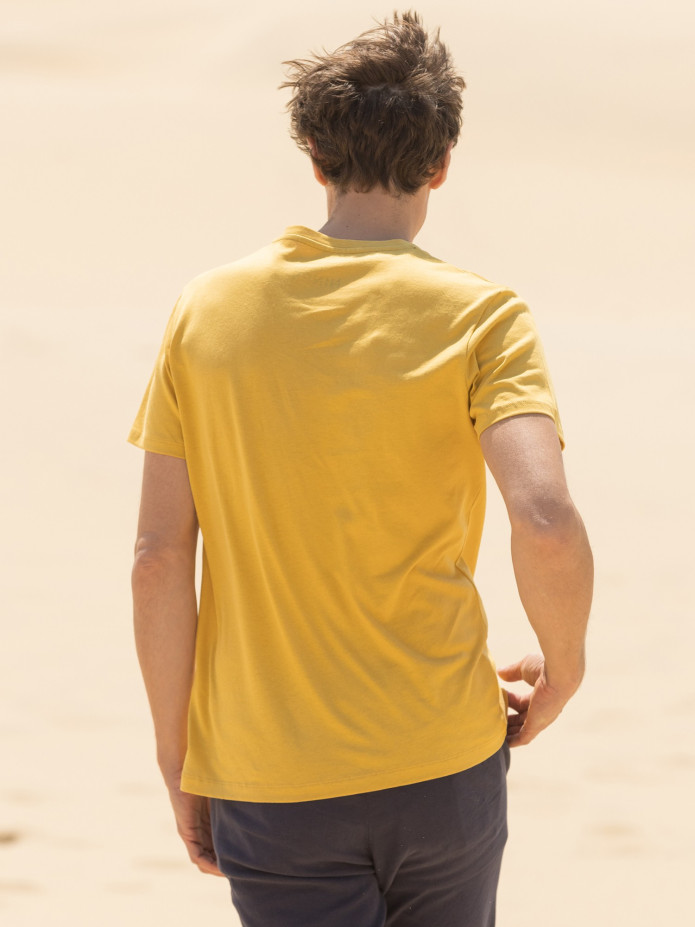 T-shirt in lino e cotone biologico Giallo