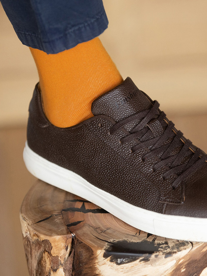 Chaussette coton bio jaune curry