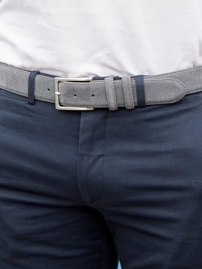 Ceinture grise en cuir suédé - Lino