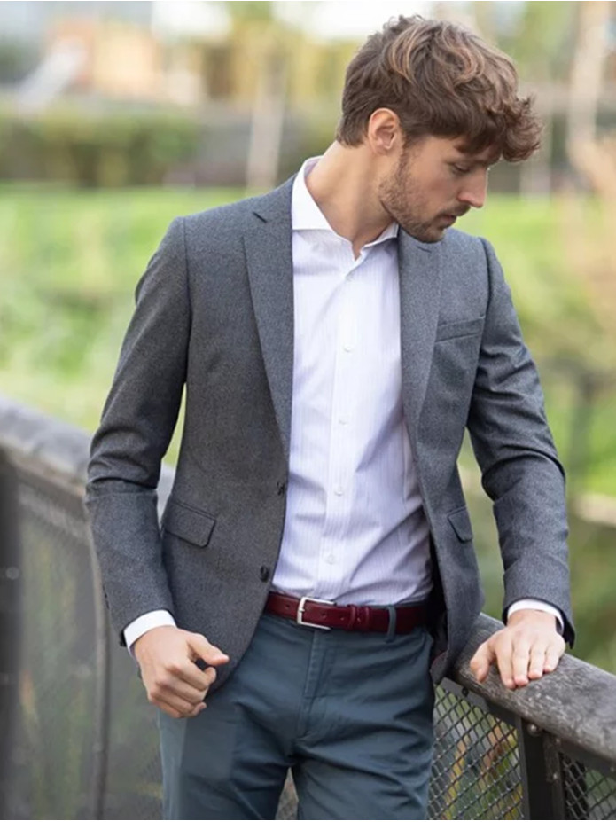 Ceinture cuir rouge bordeaux - Ugo