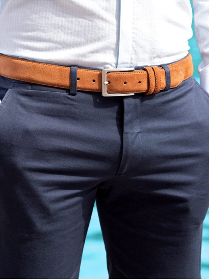 Ceinture cognac en cuir suédé - Lino