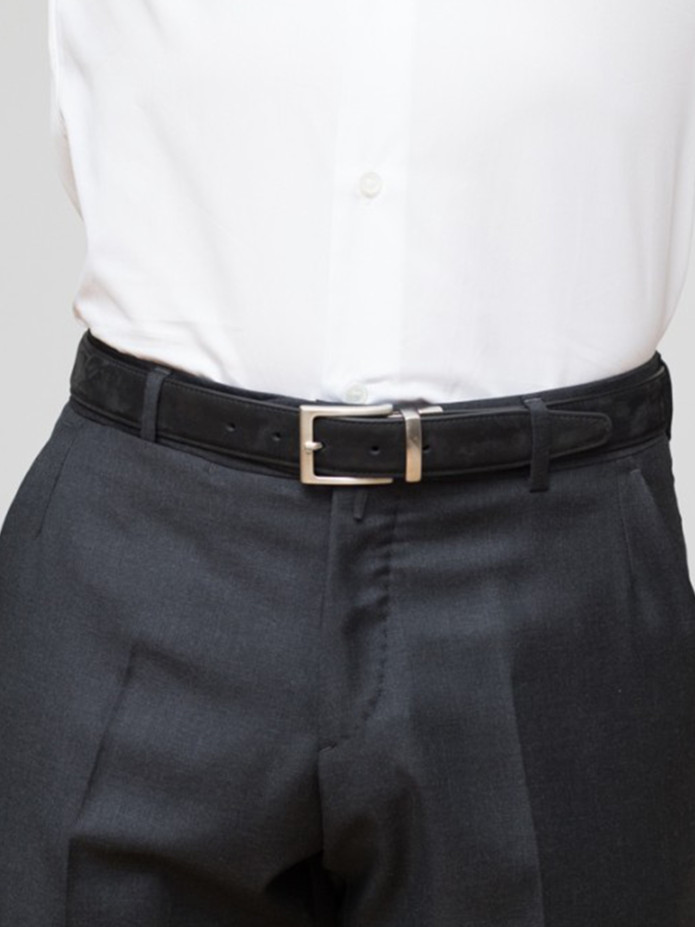 Ceinture réversible noire cuir et nubuck
