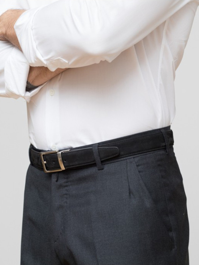 Ceinture réversible noire cuir et nubuck