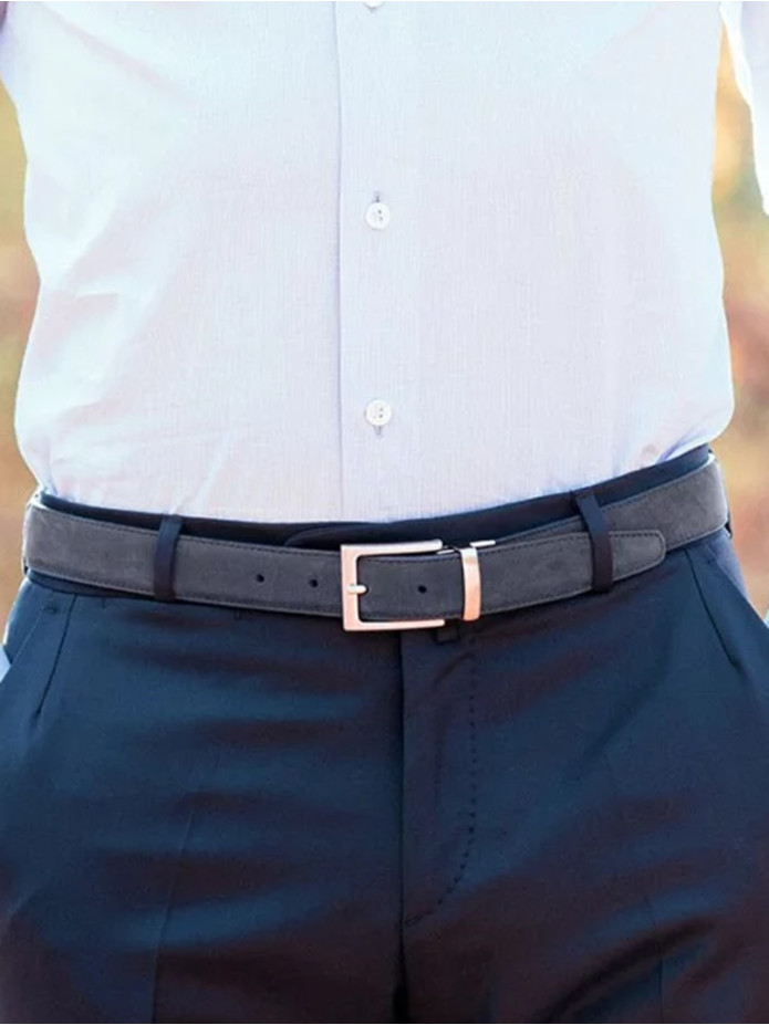 Ceinture clint bleu marine reversible