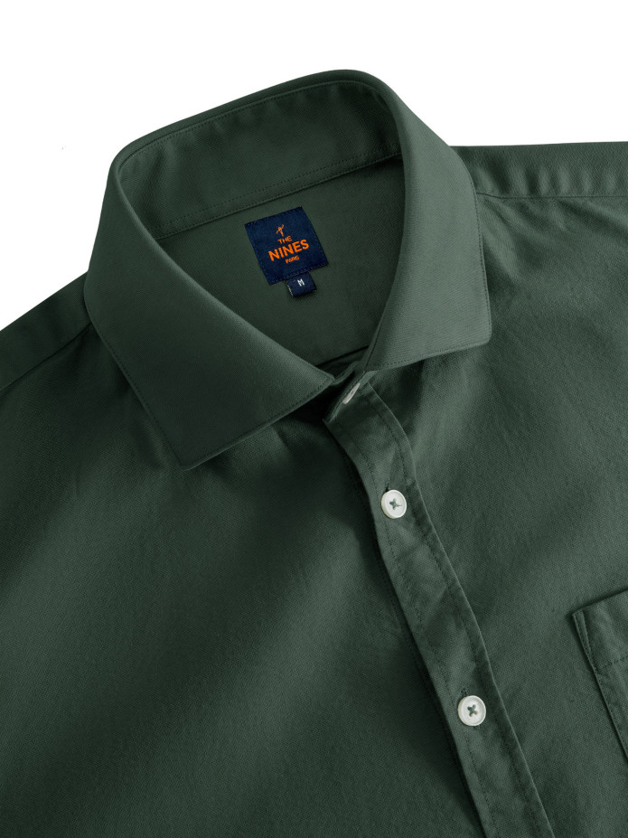 Chemise col italien en oxford bio thym