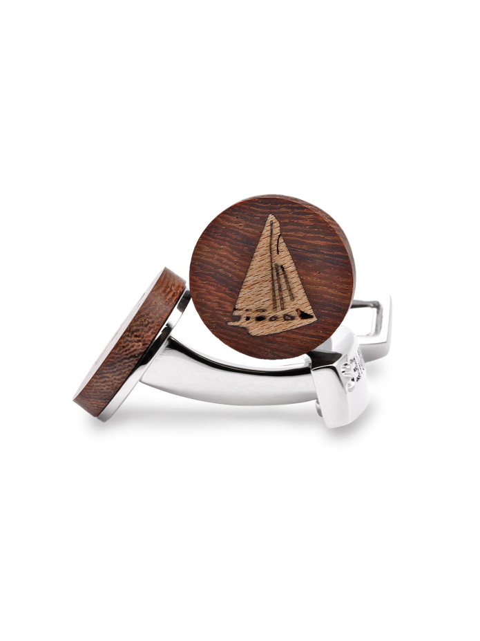 Boutons de manchette voilier Cap Lizard en bois