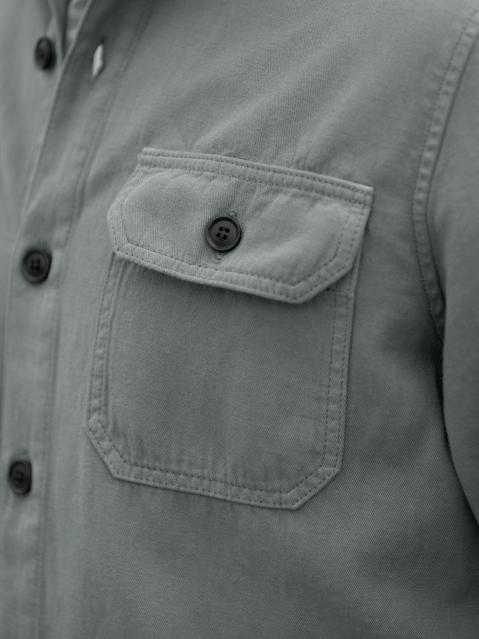 Overshirt verde kaki lino cotone