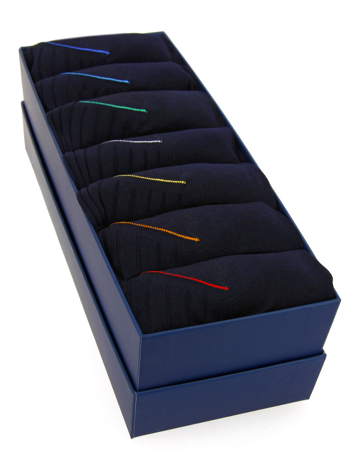 Calze al polpaccio in filo di Scozia blu navy - 7 giorni