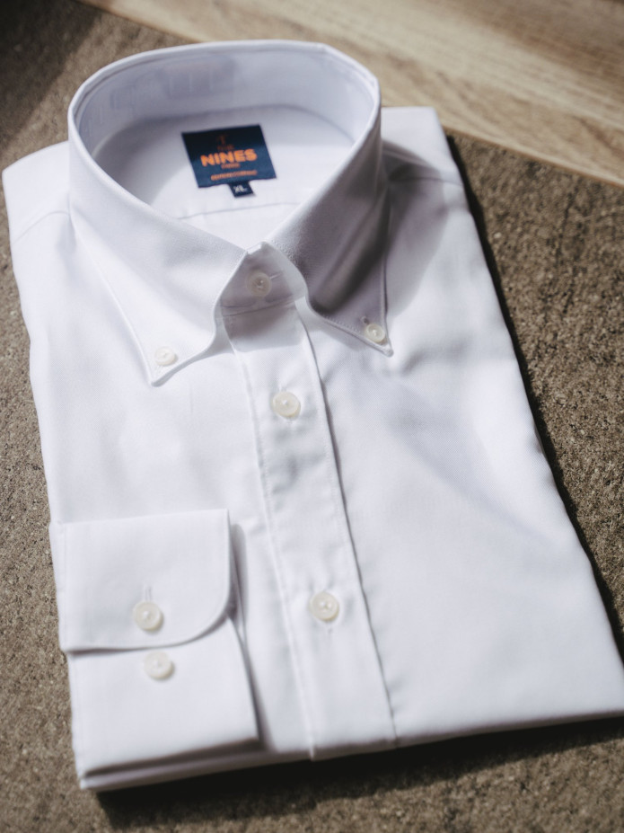 Camicia con colletto button-down in oxford bianco