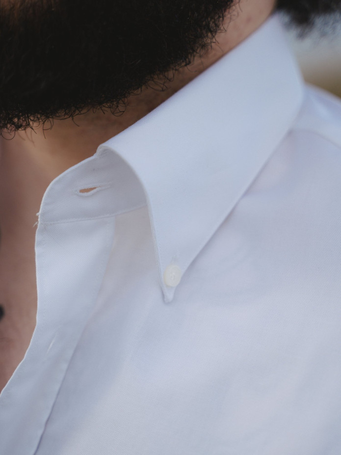 Chemise col américain en oxford blanc