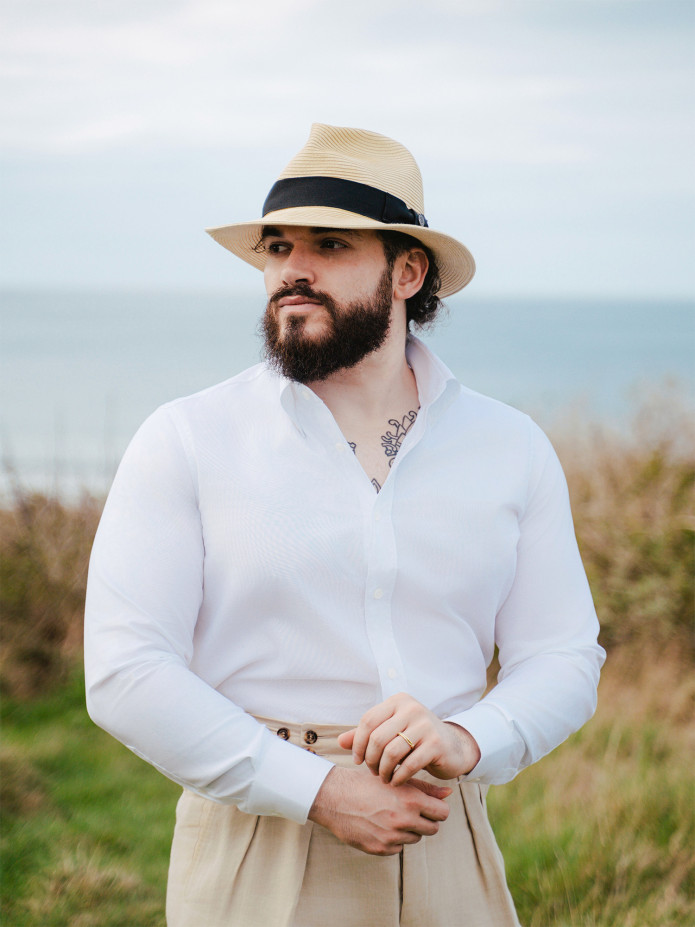 Camicia con collo button-down in oxford bianco