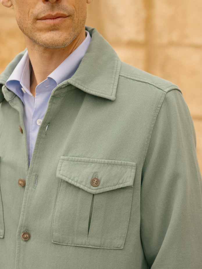 Surchemise vert eucalyptus lin et coton Menorca