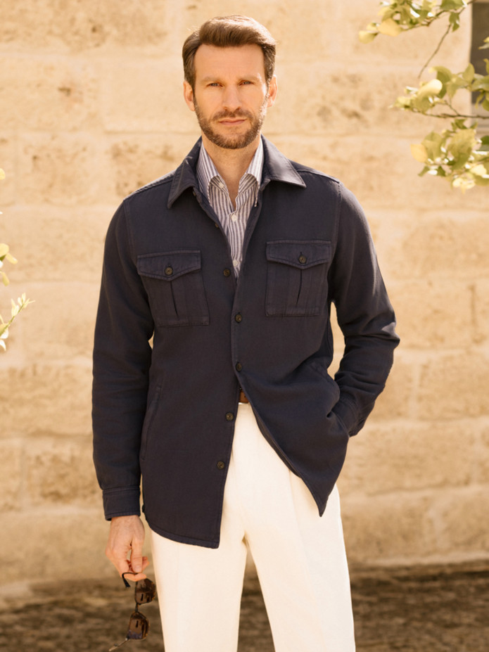 Surchemise bleu marine lin et coton Menorca