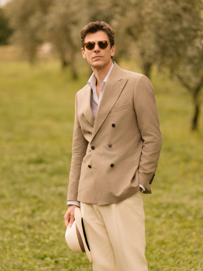 Chapeau panama blanc galon taupe