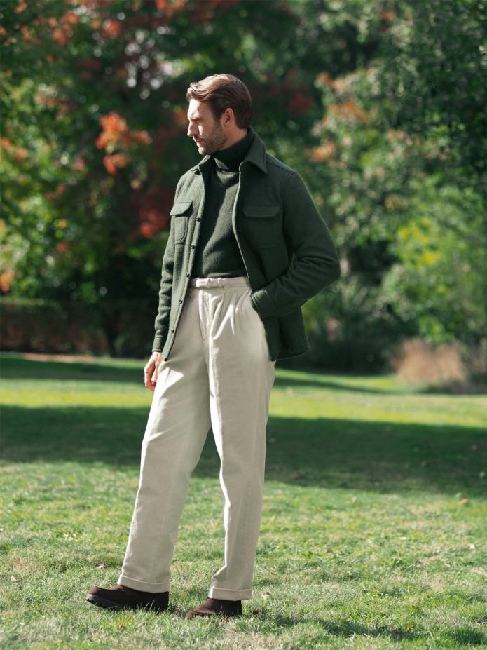 Surchemise en laine bouillie vert militaire