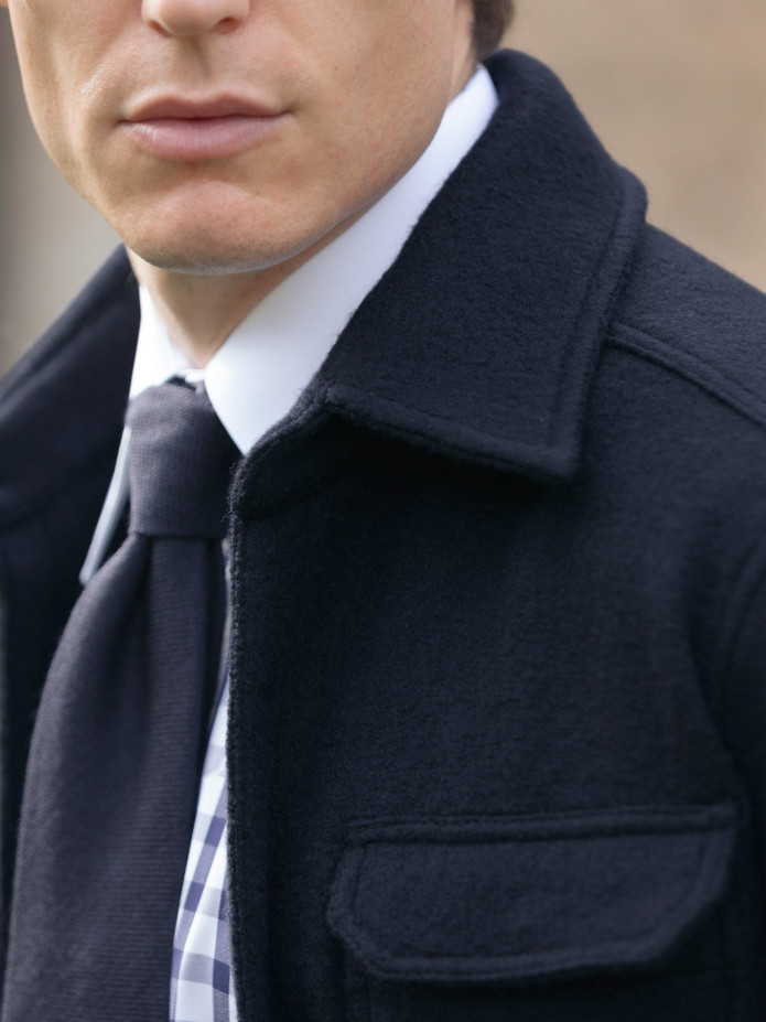 Surchemise en laine bouillie bleu marine