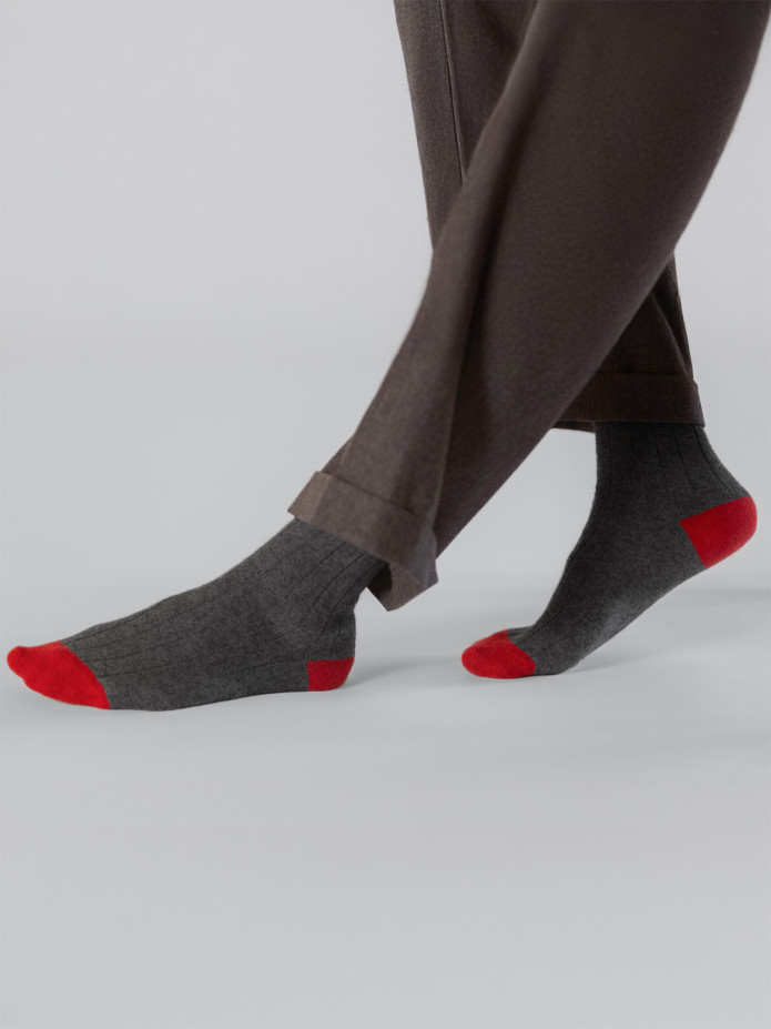 Chln Cashmere Grigio E Rosso