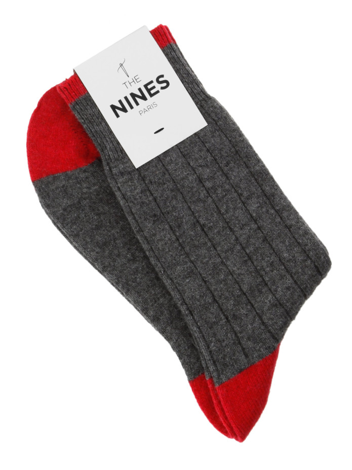 Calzini lana e cashmere grigio e rosso