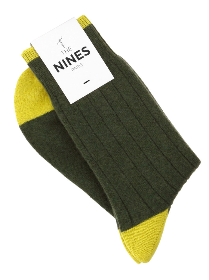 Calzini lana e cashmere verdi e gialli