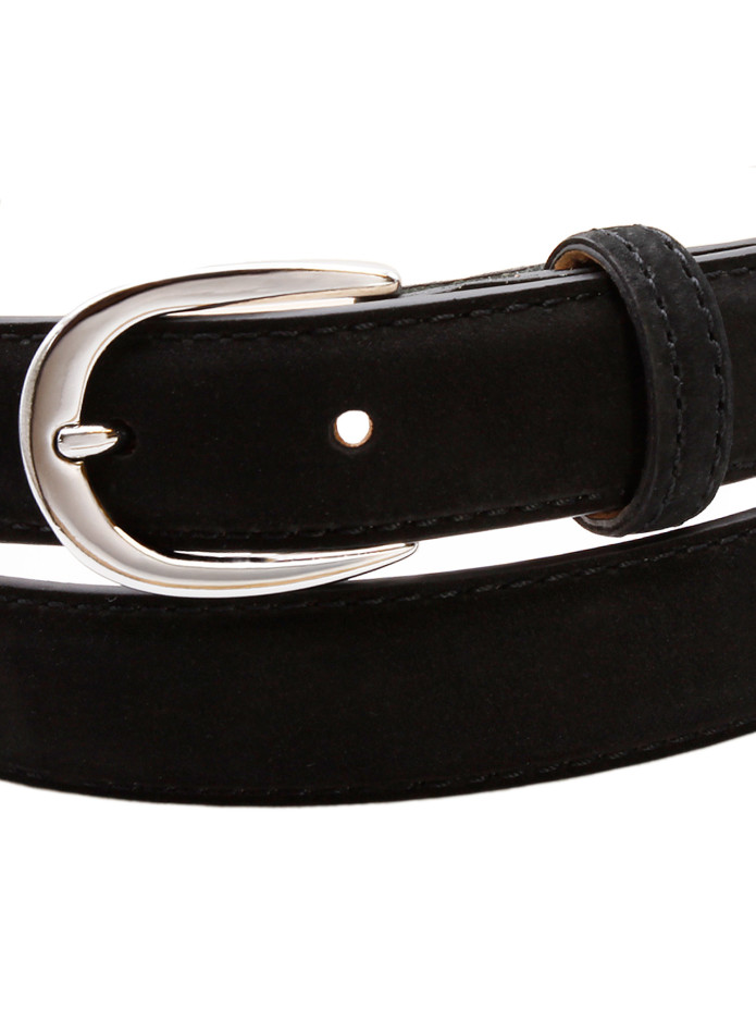 Cintura Sottile Nubuck Nera Gab