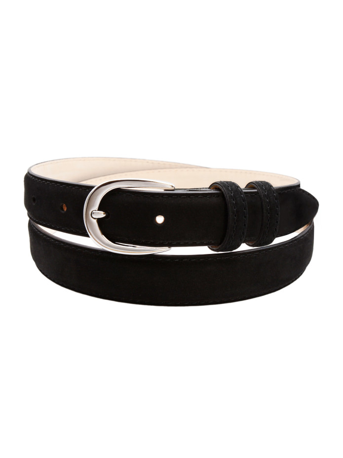 Cintura Sottile Nubuck Nera Gab