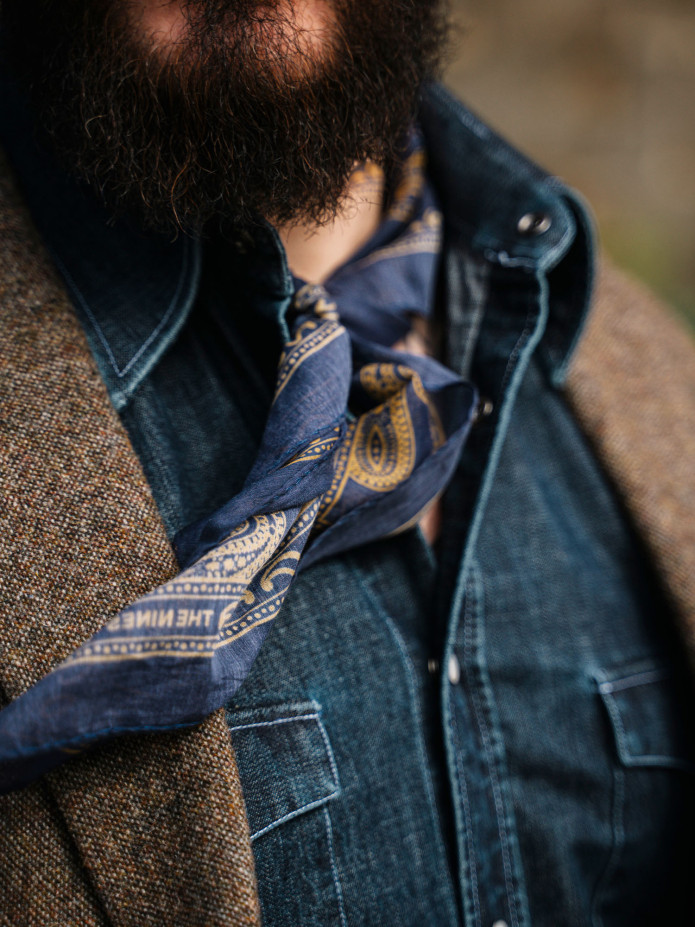 Camicia western collo classico in denim grezzo Bronson