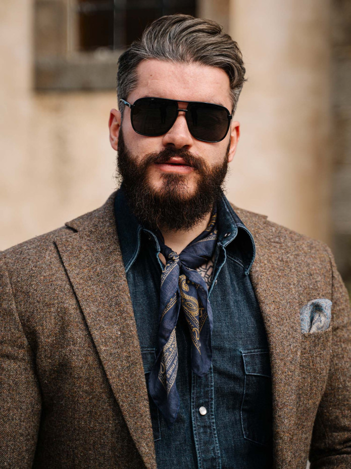 Camicia western collo classico in denim grezzo Bronson