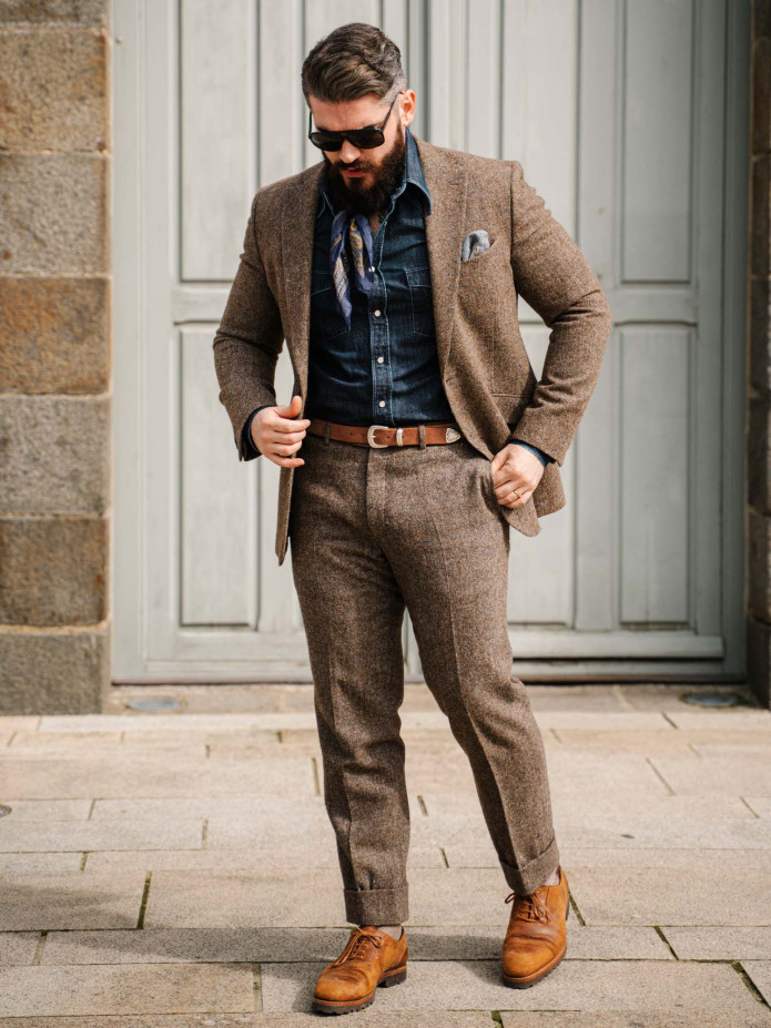 Camicia western collo classico in denim grezzo Bronson