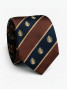 Cravatta club in seta blu navy e marrone a motivi