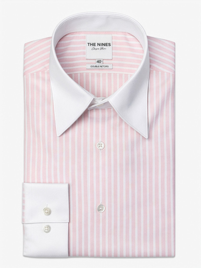 Camicia Francese Oxf Righe Rosa