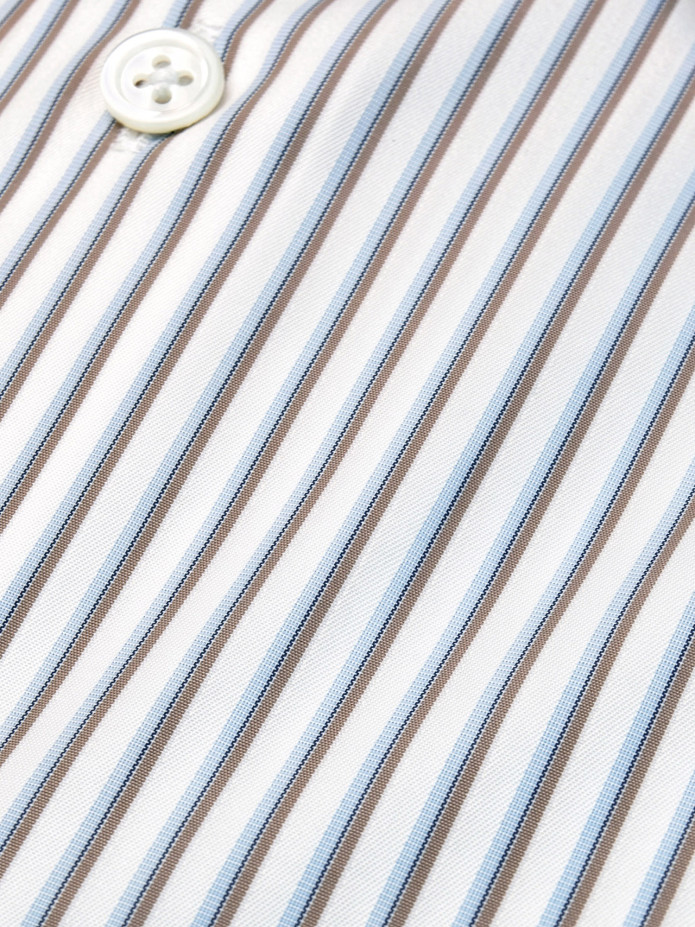 Camicia Spilla Righe Marrone e Celeste
