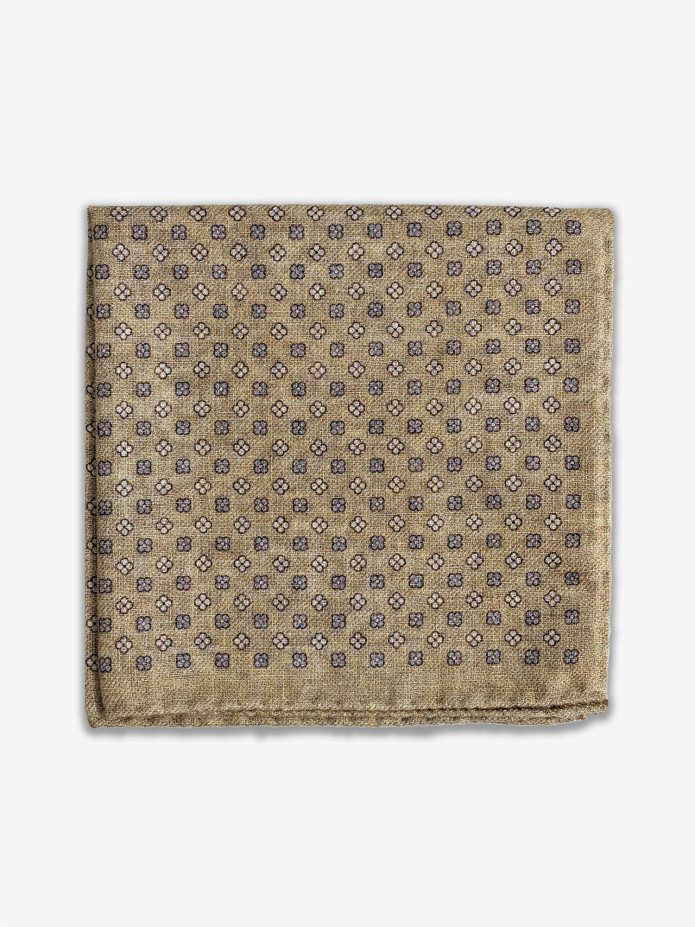 Fazzoletto da taschino in lana beige a piccoli motivi