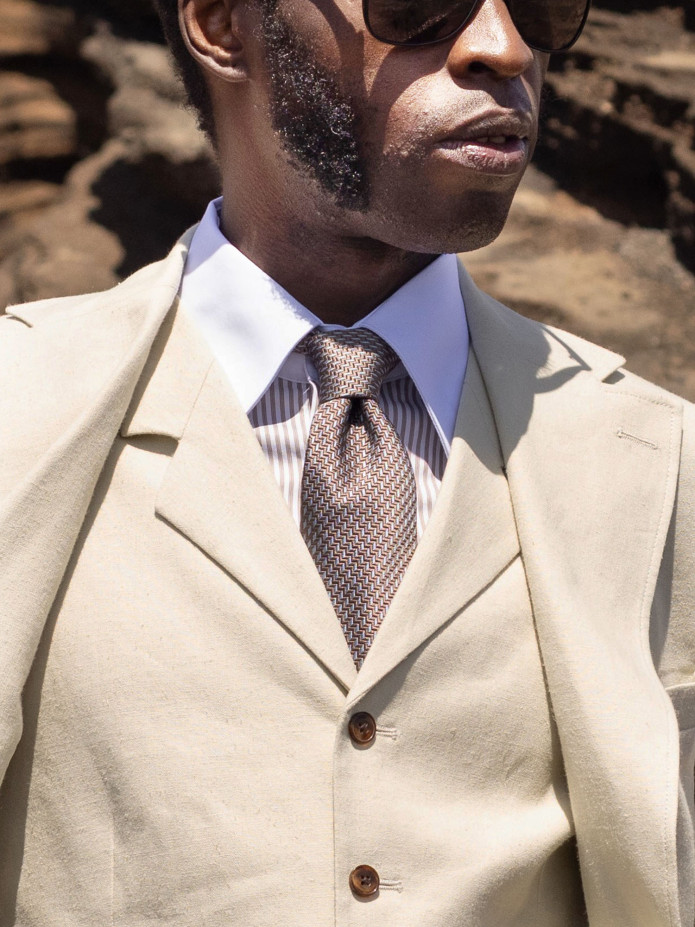 Camicia Francese a Righe Beige