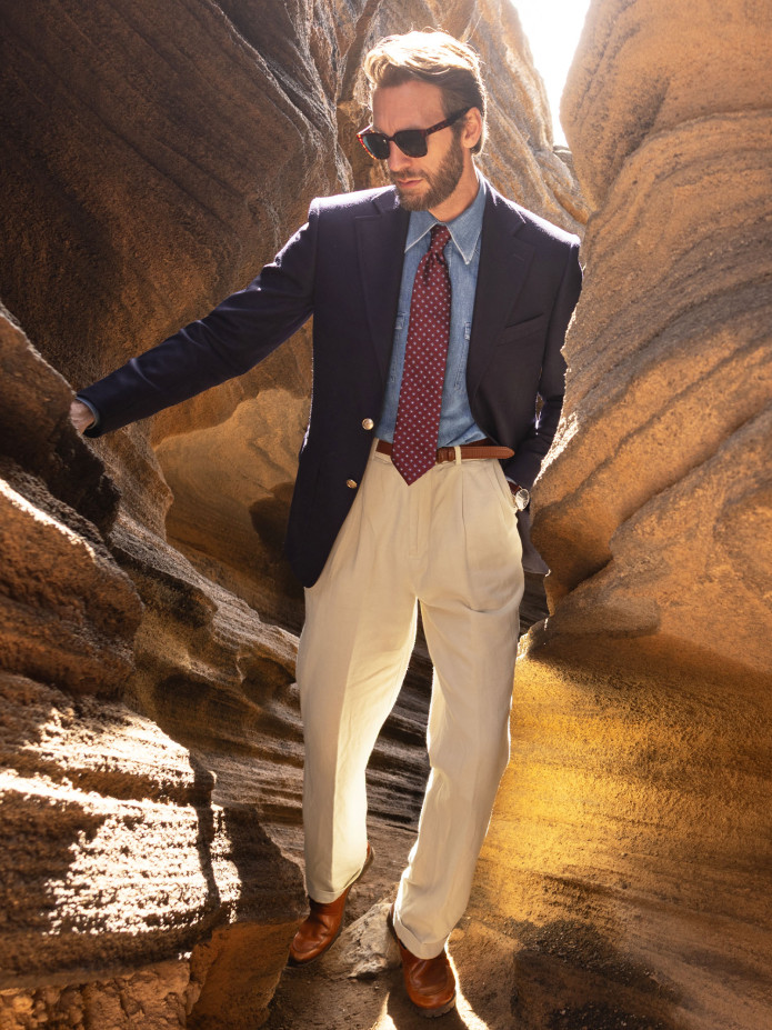 Pantalone beige a vita alta - Faro