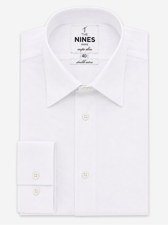Camicia collo francese classica in popeline bianca