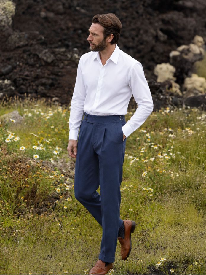Pantalone con pinces blu navy - Braga