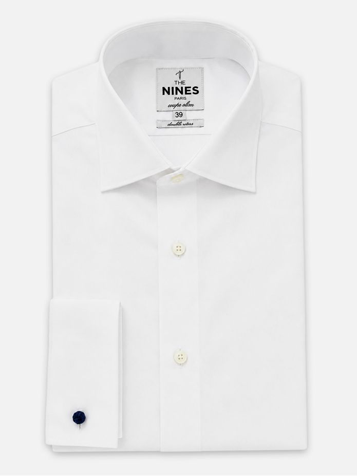 Camicia cerimonia collo italiano con polsini a doppio bottone