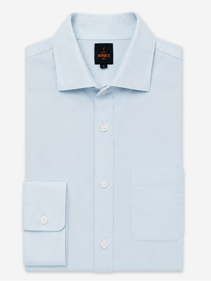 Camicia collo italiano in oxford bio azzurro